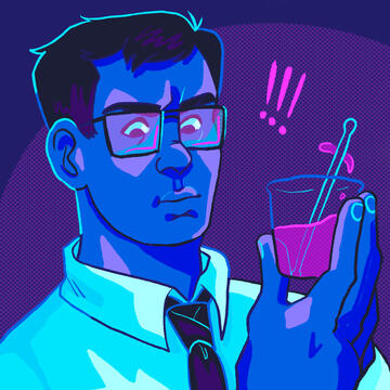 portrait with colored lines